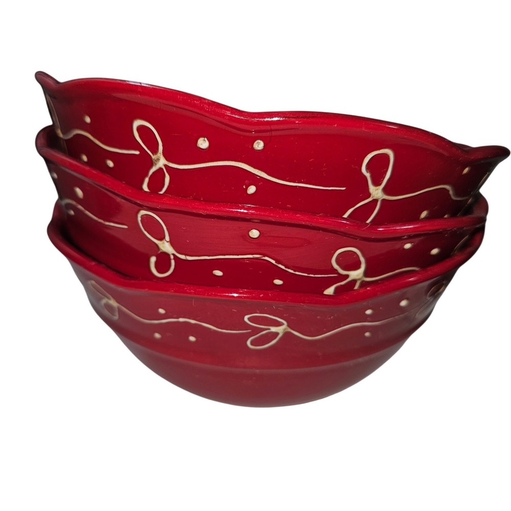 Red Pottery Rooster Bowls Rustic Farmhouse Cottagecore Retro Style Kitchen Decor